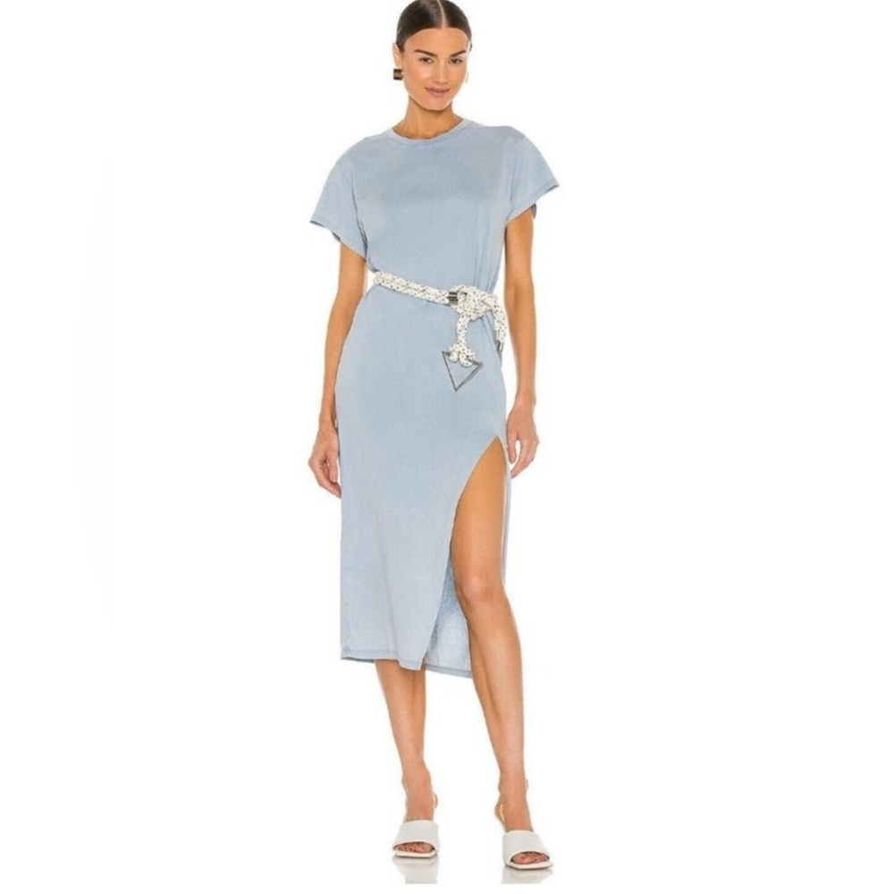 IRO Cotton Litonya Light Blue Cotton MIDI Dress Size Medium